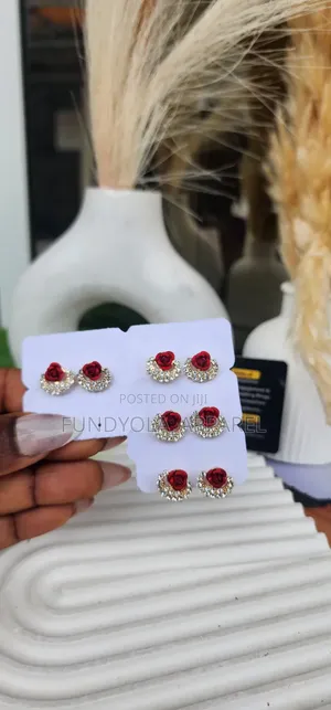 Red Bloom Pin Earring
