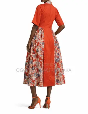 Shawl Collar Dress With Adire Design