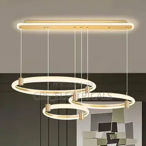 Modern Triple-Ring Gold Chandelier