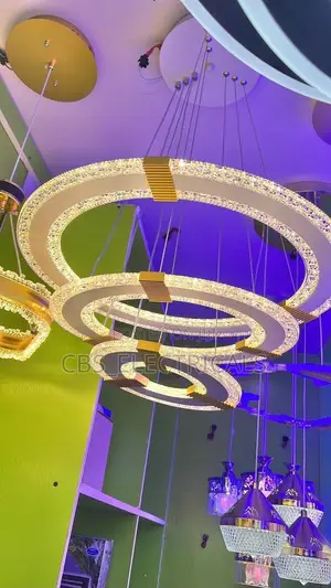 Modern Triple-Ring Crystal Chandelier