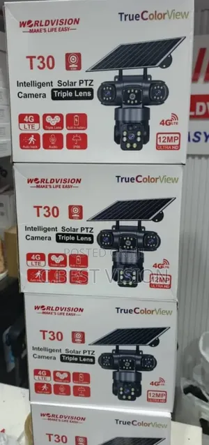 V380 T30 4G 3lens Camera With Solar Panel