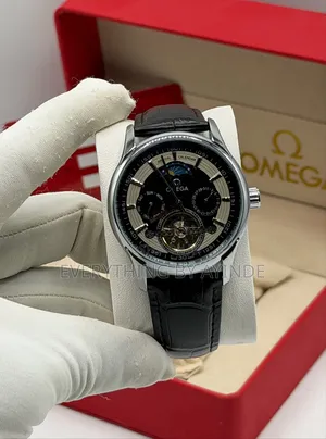 Omega Wrist Watch Analog and Digital Black With White Face