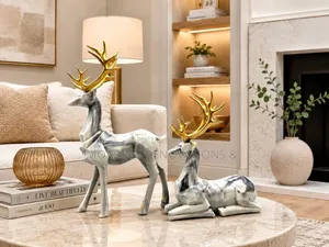 Ornament- Marble Deer Set ( 2-Piece Set.) and Whoosh Crystal N37000