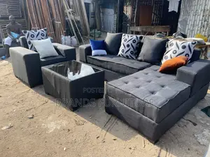 Quality Gray Lshap Sofa Center Table With Single Seater