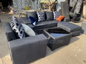 Quality Gray Lshap Sofa Center Table With Single Seater