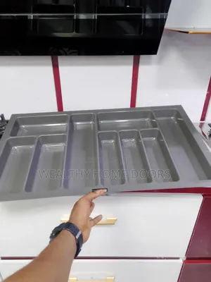 80 Cm Kitchen Cutlery Tray Organizer, Made of Gray PVC Plastic