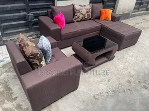 Quality Brown Lshap With Center Table N Single Seater