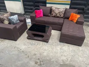 Quality Brown Sofa Lshap With Center Table N Single Seater