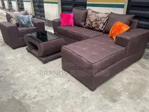 Quality Brown Sofa Lshap With Center Table N Single Seater