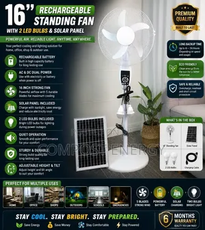 Remote Control 16" AC/Dc Rechargeable Fan With 2bulbs and Panel
