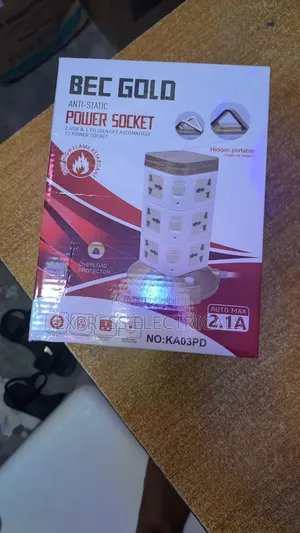 BEC GOLD 12-Way Tower Extension Socket With USB + 2M Wire