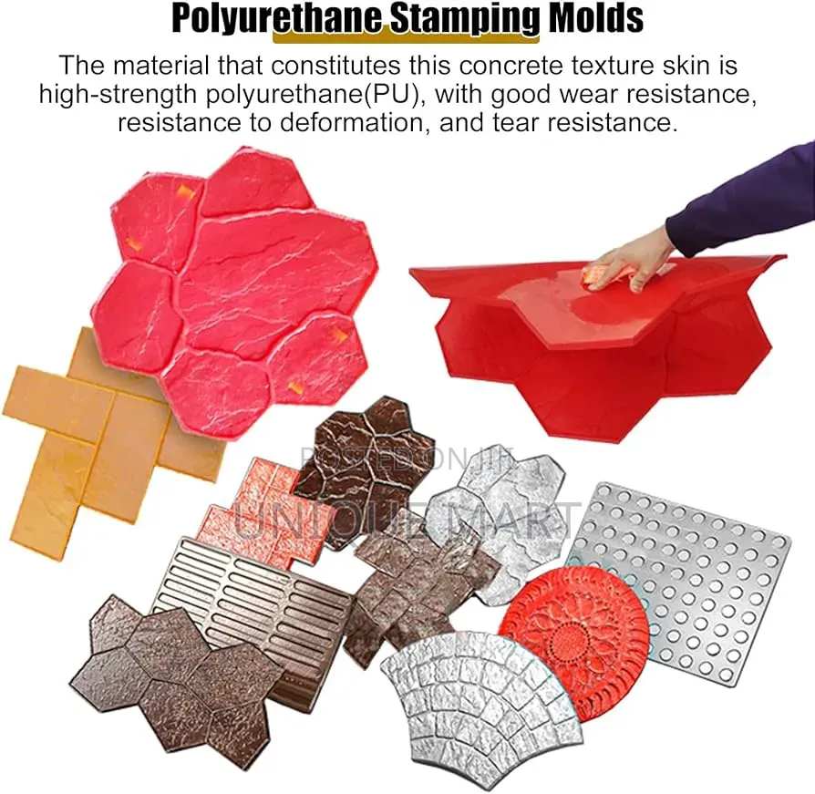 Red Stamp Mat Used for Creating Textured Pattern on Concrete Surfaces