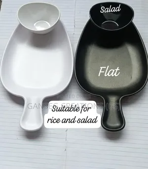 Nordic Ceramic Rice Salad Plates With Handle–Black or White Set 12pcs