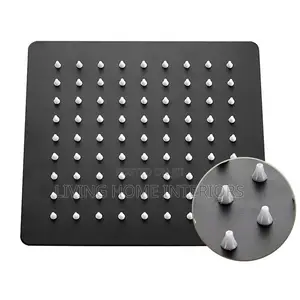 A 12 Inches Square Rainfall Shower Head With a Matte Black Finish