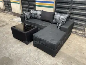 Quality Black Sofa Lshap With Center Table N Troll Pillows