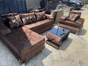 Quality Brown Sofa Lshap With Center Table N Single Seater