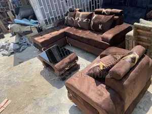 Quality Brown Sofa Lshap With Center Table N Single Seater