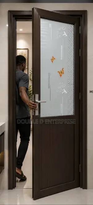 Brown Aluminum Toilet Door