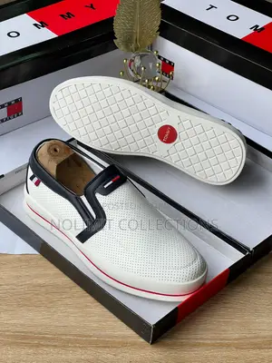 Tommy Hilfiger White Slip-on Sneakers With Perforated Leather