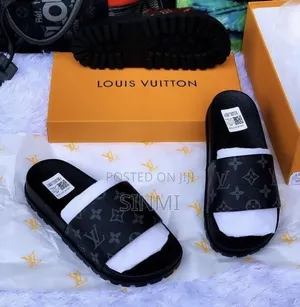 Louis Vuitton Monogram Men's Slide Slippers – Black