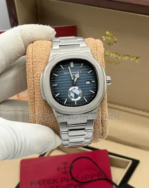 Patek Philip Chuwad Leather Down Sliver With Black Face