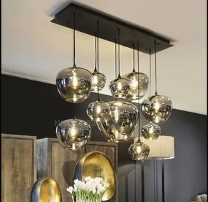 Modern Multi-Pendant Smoked Glass Pendant Light. .