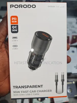 Porodo Transparent 95W Fast Car Charger