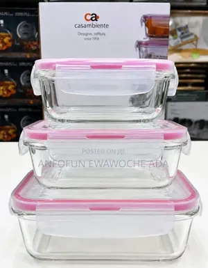 3-Piece Glass Food Storage Container Set (330ml, 570ml 840ml)