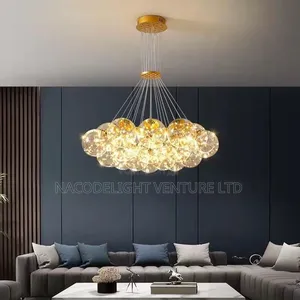 Modern Luxury Crystal Bubble LED Chandelier (Gold Finish)