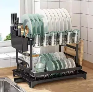 2 Layers Stainless Steel Dish Drainer Plates Rack
