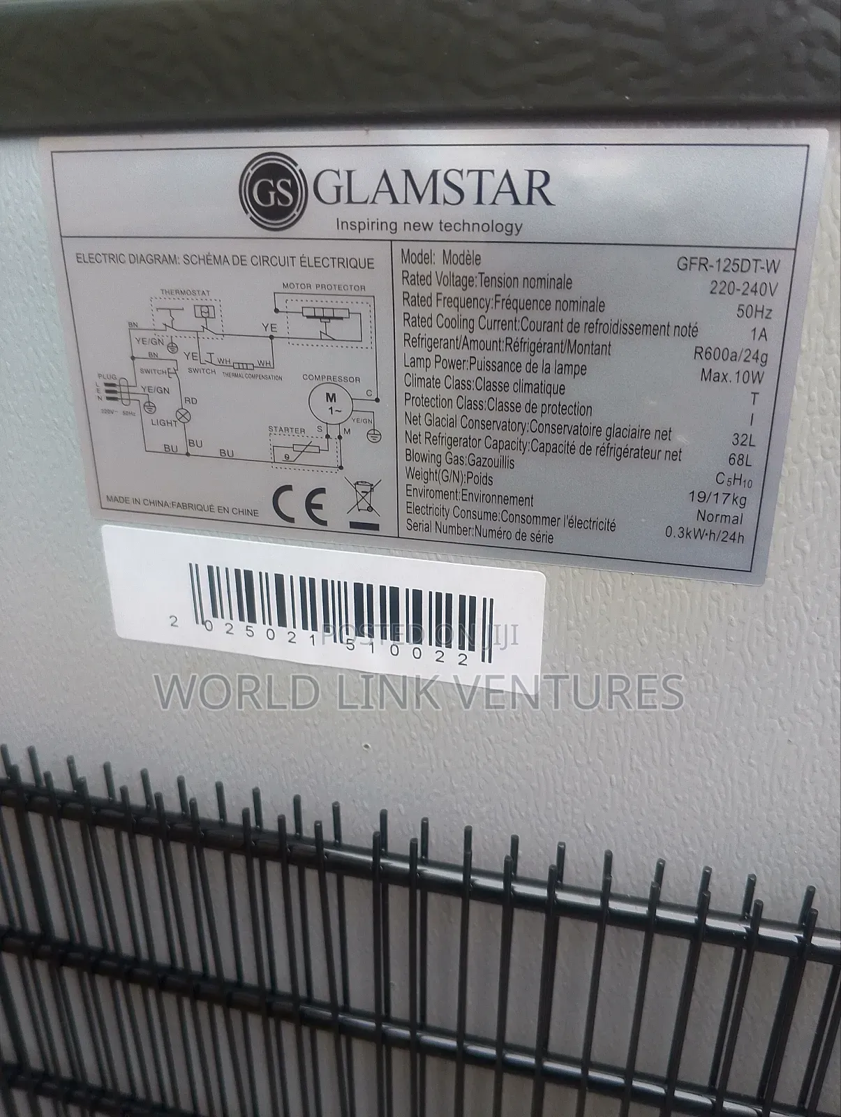Glamstar Table Top Fridge Double Door