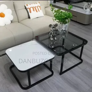 2-in-1 Square Metal Glass Centre Table
