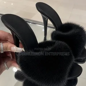 Queen Inioluwa Midnight Luxe Fur Heels