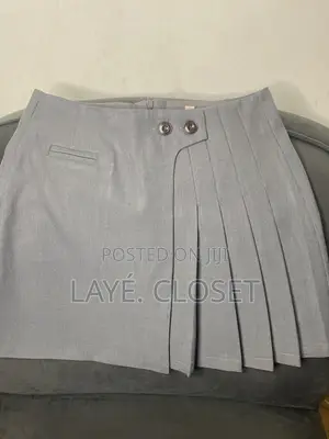 Grey Pleated Mini Skirt