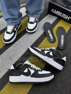 *New _Nike Air Force 1 Low Sp “White_black” Swoosh Ambush Snks”•*