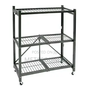 3-Tier Foldable Portable Durable Mobile Steel Shelf