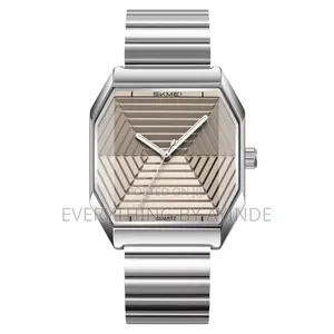 Skmei Wrist Watch Analog and Digital Sliver With Gold Face