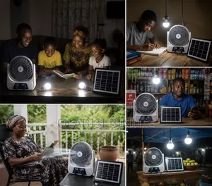 Easy Power EP-606 Rechargeable Solar Fan With Solar Panel 2LED Bulbs