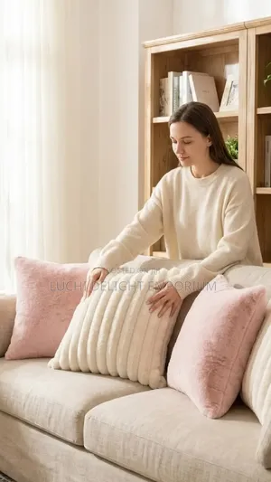 3-Pic Largest Premium Rabbit Fur Throw Pillows–Soft,Stylish Luxurious