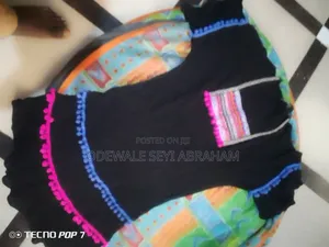 Ladies Black Boho Top With Colorful Pom-Pom Details -Uk/ Boutique