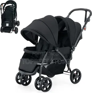 BABY JOY Foldable Tandem Stroller, Twin Pram - Babyjoy