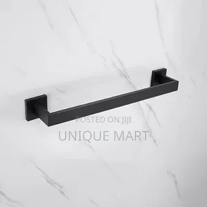 60cm Black Matte Square Shaped Wall Mounted Single Towel Rack
