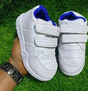 Children's White School Sneakers (Velcro Strap)