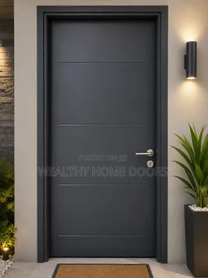 3ft by 7ft Matte Black Israeli Interior Steel Room Door