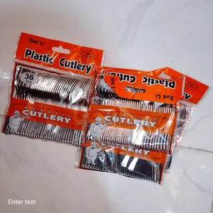 Plastic Silver Spoon and Fork for Ice Cream and Small Chops