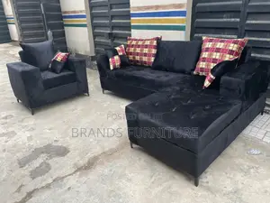 Quality Black Lshap Sofa With Single Seater N Troll Pillows