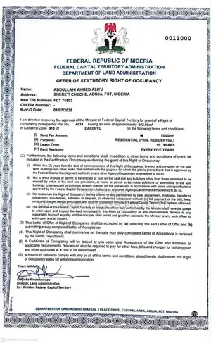 Breaking News! Very Sweet FCDA Allocation in Jabi Dakibiyu CofO