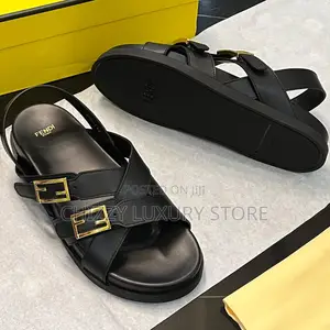 Fendi Quality Luxury Men Genuine Leather Sandals