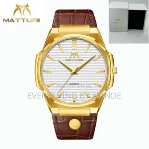 Matturi Wrist Watch Analog and Digital Brown and Gold With White Face