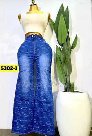 Trendy Ladies High Waist Palazo Jean-Blue